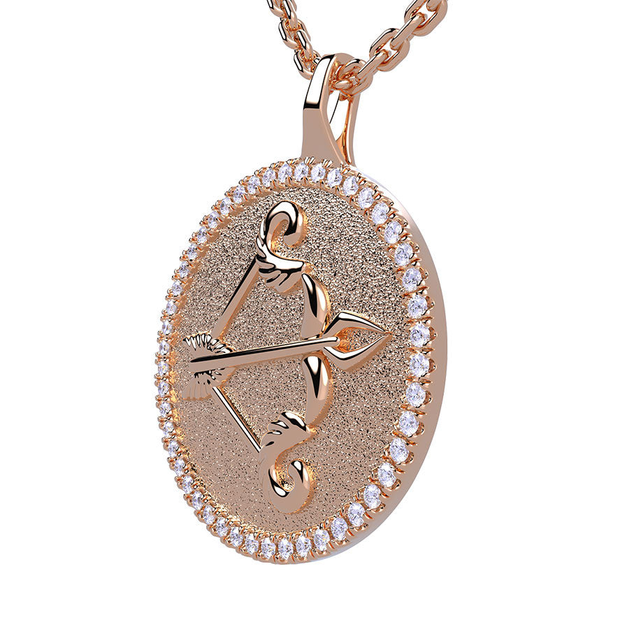 Sagittarius Zodiac Diamond Medallion Pendant