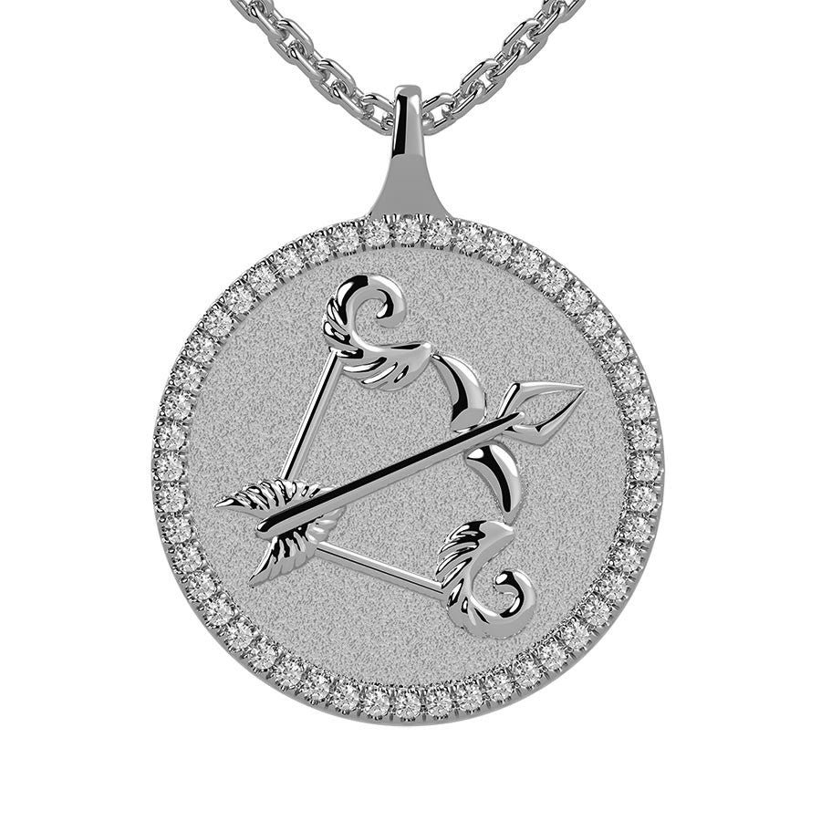 Sagittarius Zodiac Diamond Medallion Pendant