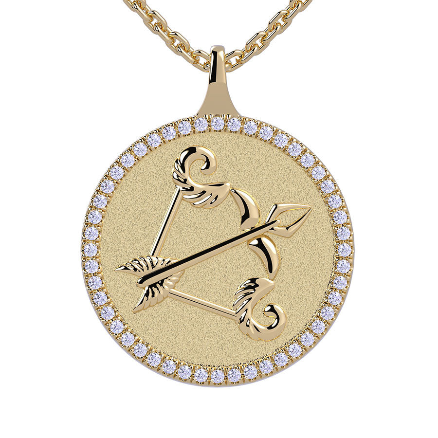 Sagittarius Zodiac Diamond Medallion Pendant