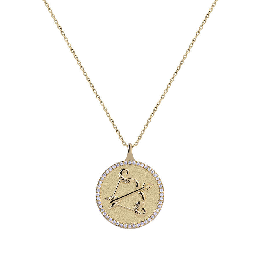 Sagittarius Zodiac Diamond Medallion Pendant