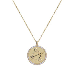 Sagittarius Zodiac Diamond Medallion Pendant
