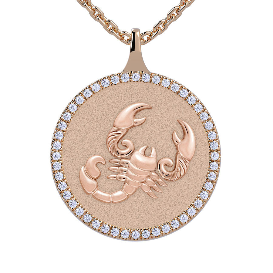 Scorpio Zodiac Diamond Medallion Pendant