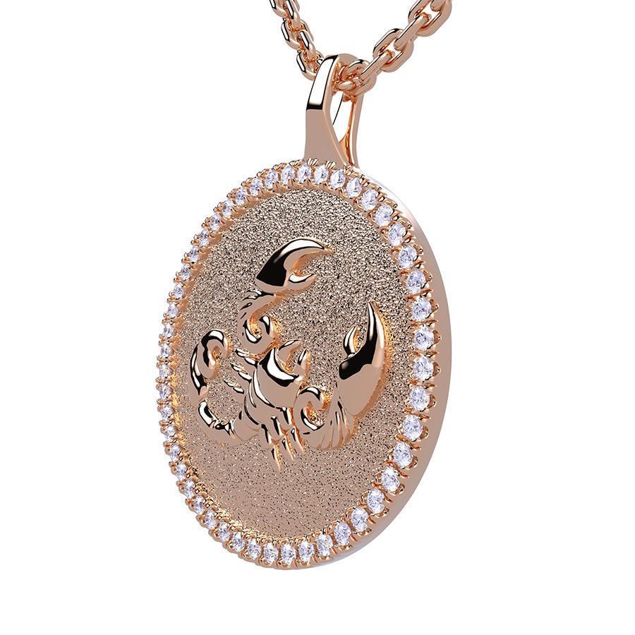 Scorpio Zodiac Diamond Medallion Pendant