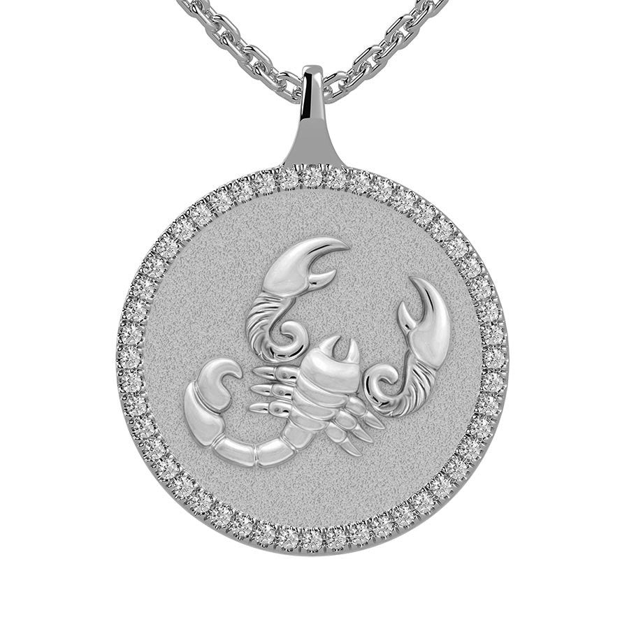Scorpio Zodiac Diamond Medallion Pendant