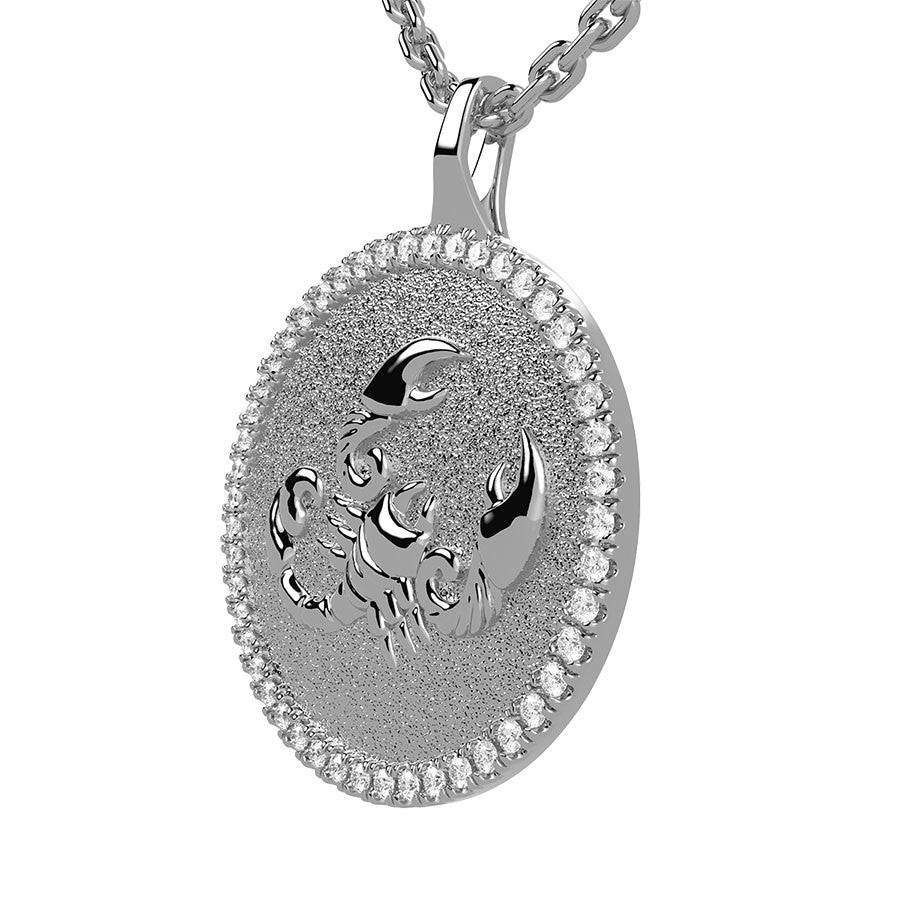 Scorpio Zodiac Diamond Medallion Pendant