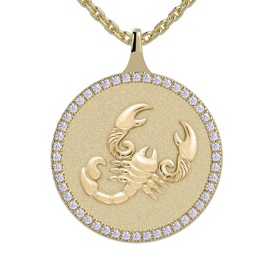 Scorpio Zodiac Diamond Medallion Pendant