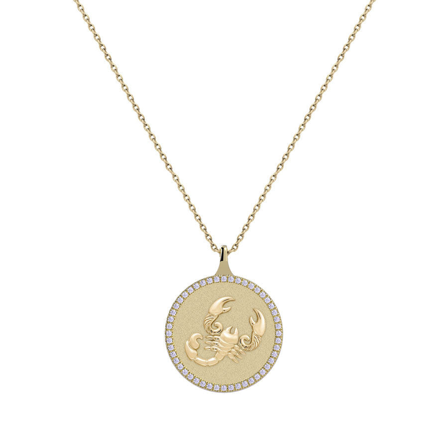 Scorpio Zodiac Diamond Medallion Pendant