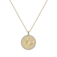 Scorpio Zodiac Diamond Medallion Pendant