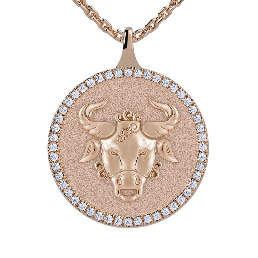 Taurus Zodiac Diamond Medallion Pendant
