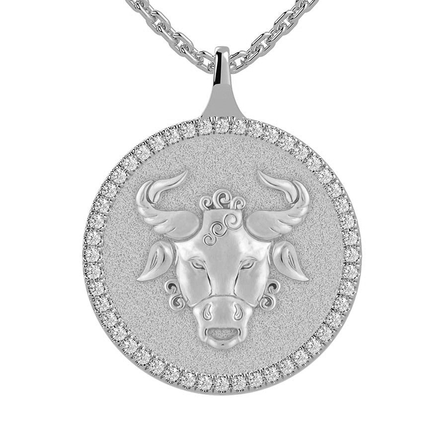 Taurus Zodiac Diamond Medallion Pendant