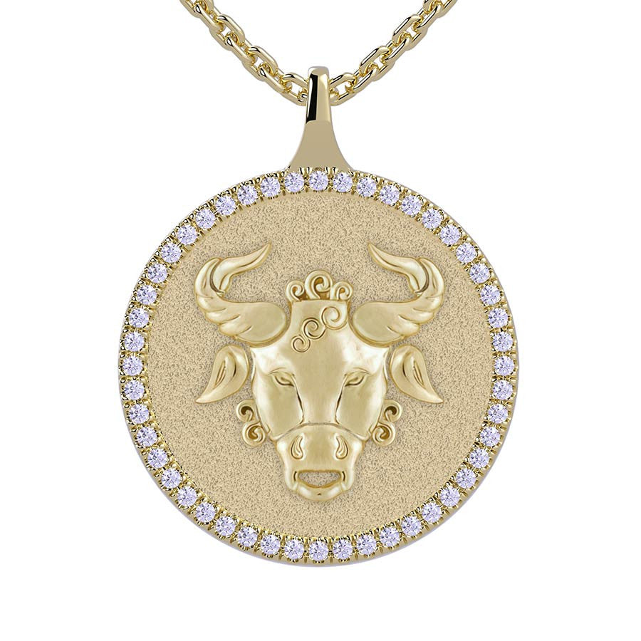 Taurus Zodiac Diamond Medallion Pendant