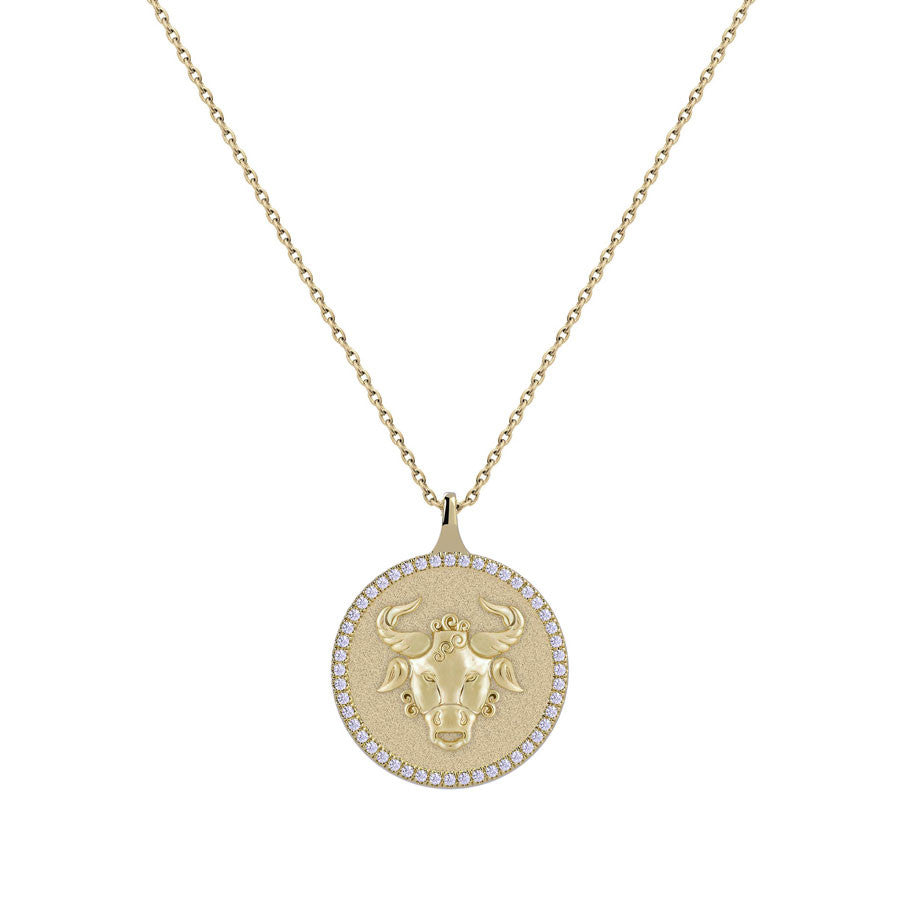 Taurus Zodiac Diamond Medallion Pendant