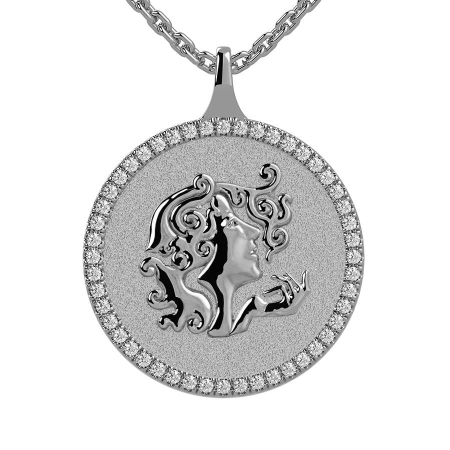 Virgo Zodiac Diamond Medallion Pendant
