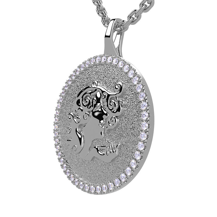 Virgo Zodiac Diamond Medallion Pendant
