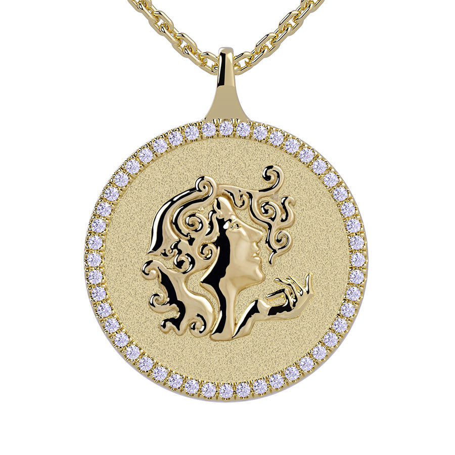 Virgo Zodiac Diamond Medallion Pendant