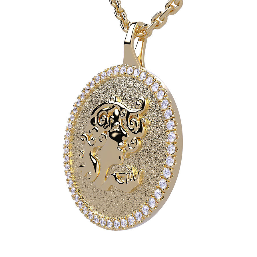 Virgo Zodiac Diamond Medallion Pendant