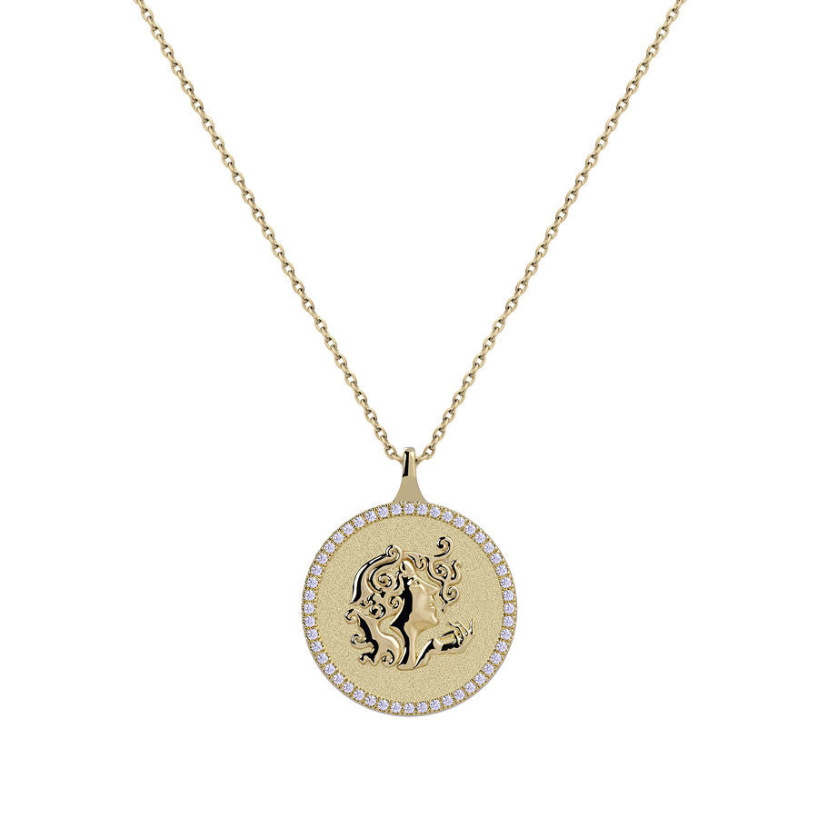 Virgo Zodiac Diamond Medallion Pendant