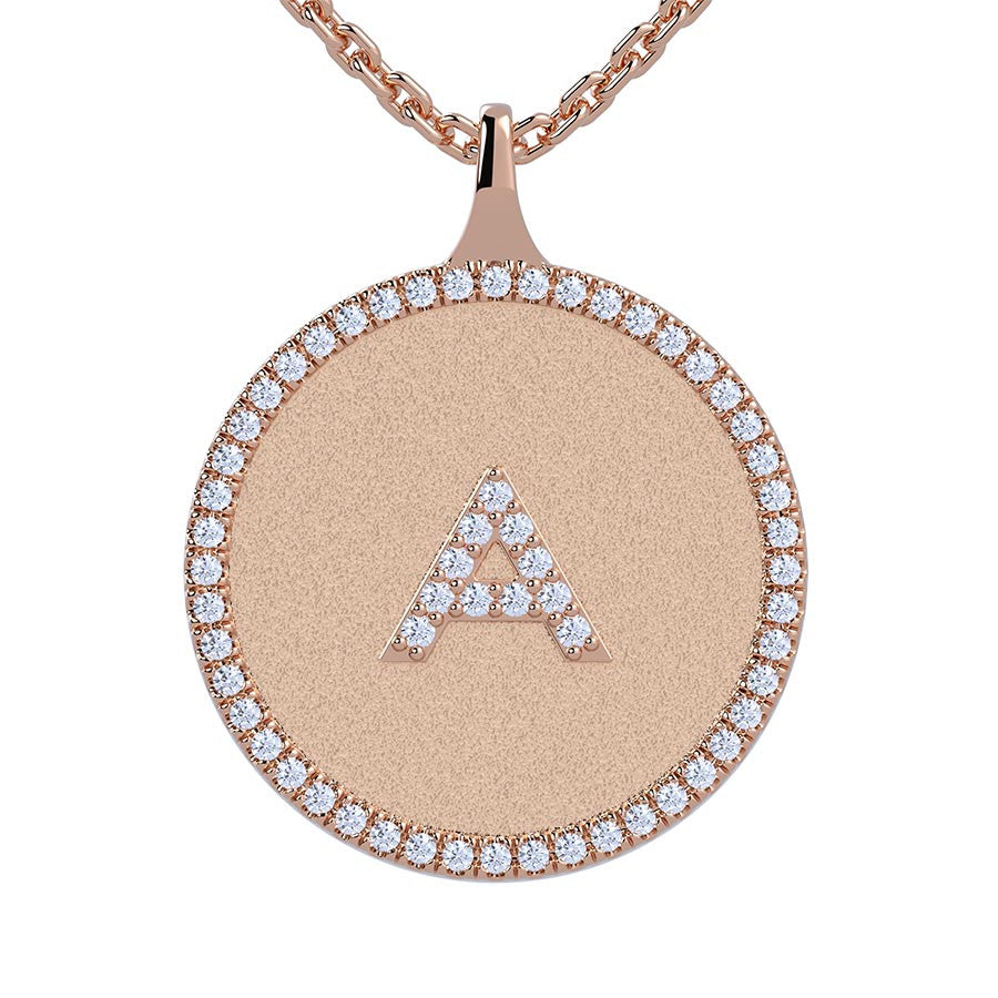 A - Initial Diamond Medallion Pendant