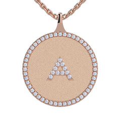 A - Initial Diamond Medallion Pendant