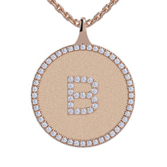 B - Initial Diamond Medallion Pendant