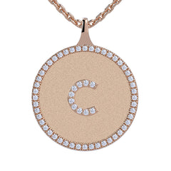 C - Initial Diamond Medallion Pendant