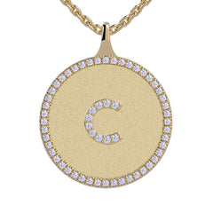 C - Initial Diamond Medallion Pendant