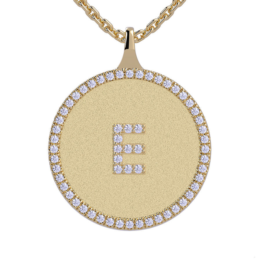 E - Initial Diamond Medallion Pendant