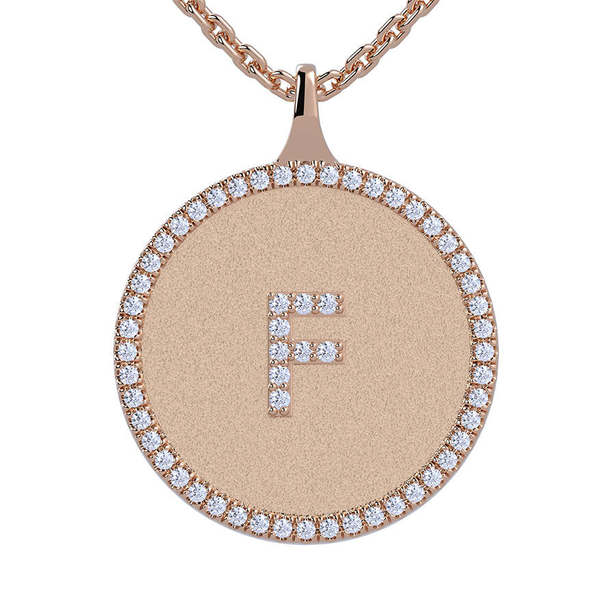 F - Initial Diamond Medallion Pendant
