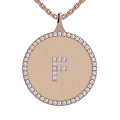 F - Initial Diamond Medallion Pendant