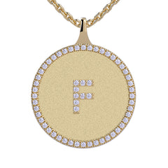 F - Initial Diamond Medallion Pendant