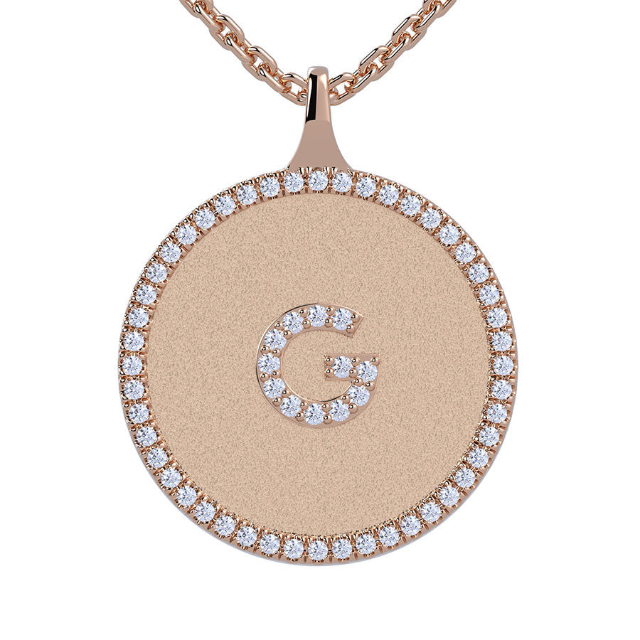 G - Initial Diamond Medallion Pendant