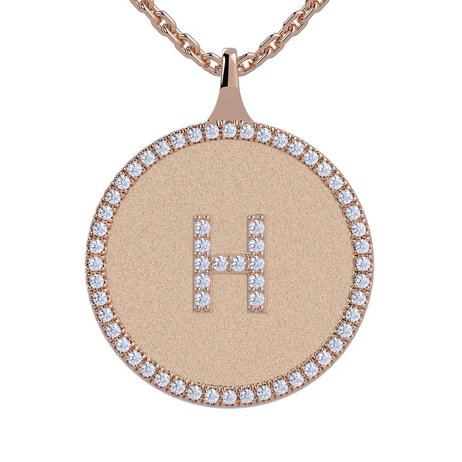 H - Initial Diamond Medallion Pendant
