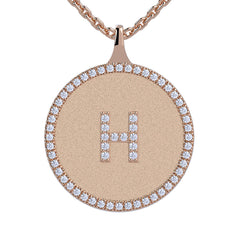 H - Initial Diamond Medallion Pendant