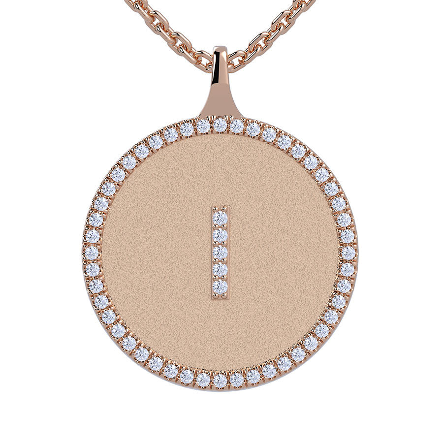 I - Initial Diamond Medallion Pendant