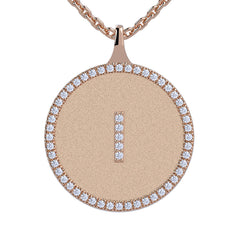 I - Initial Diamond Medallion Pendant