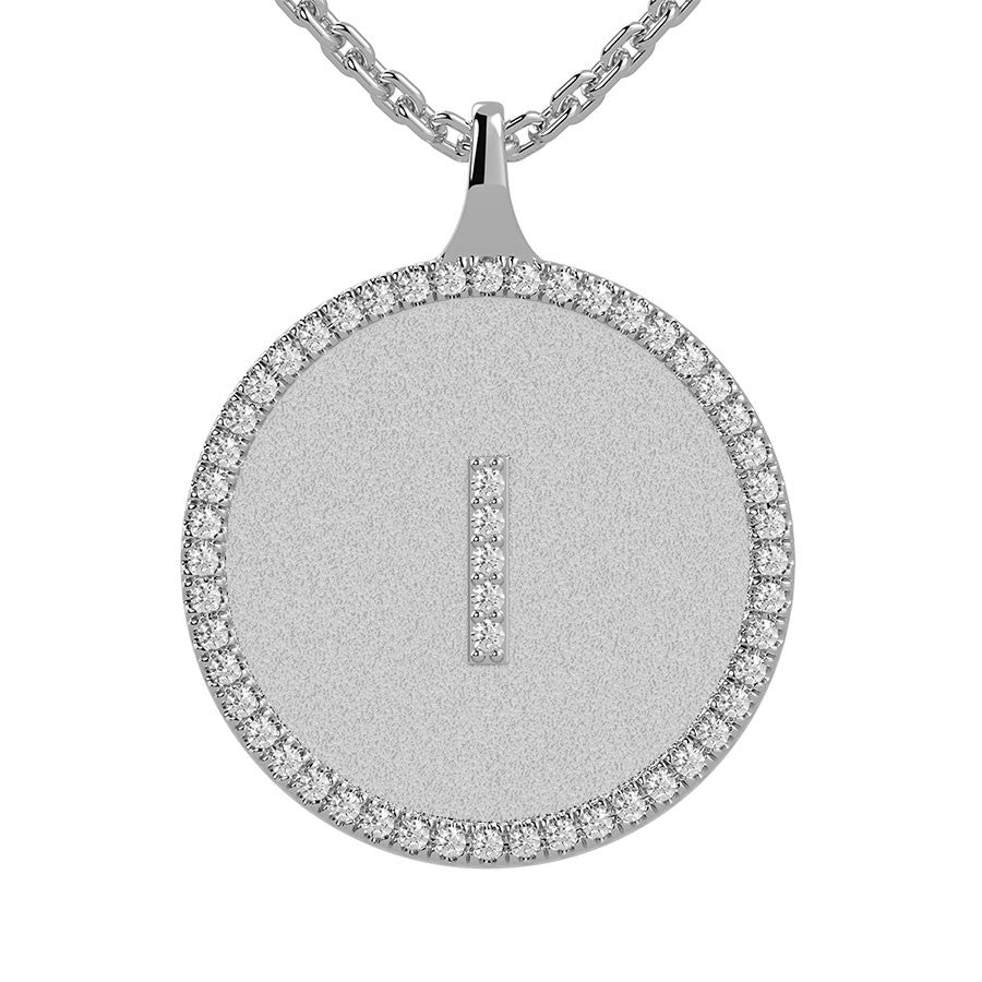 I - Initial Diamond Medallion Pendant