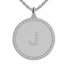 J - Initial Diamond Medallion Pendant