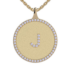 J - Initial Diamond Medallion Pendant