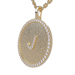 J - Initial Diamond Medallion Pendant