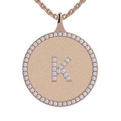 K - Initial Diamond Medallion Pendant