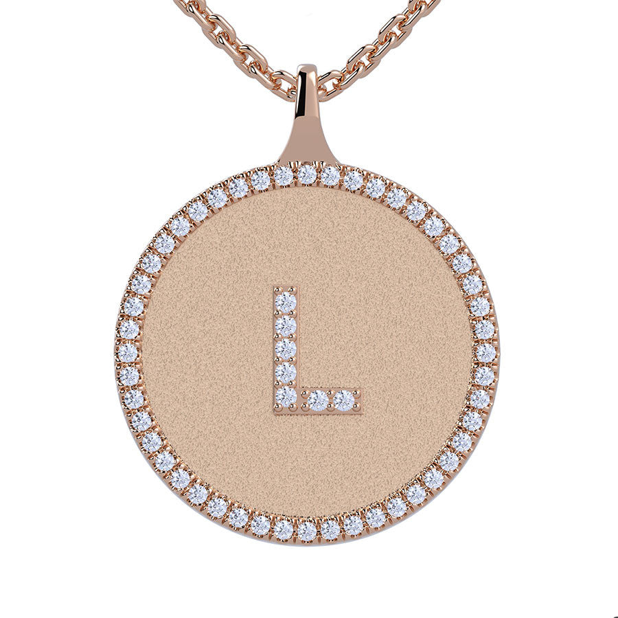 L - Initial Diamond Medallion Pendant