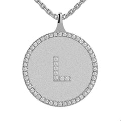 L - Initial Diamond Medallion Pendant