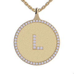 L - Initial Diamond Medallion Pendant