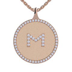 M - Initial Diamond Medallion Pendant