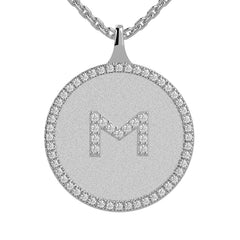 M - Initial Diamond Medallion Pendant