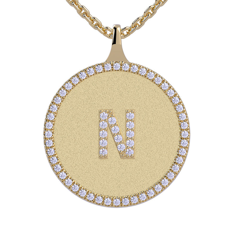 N - Initial Diamond Medallion Pendant