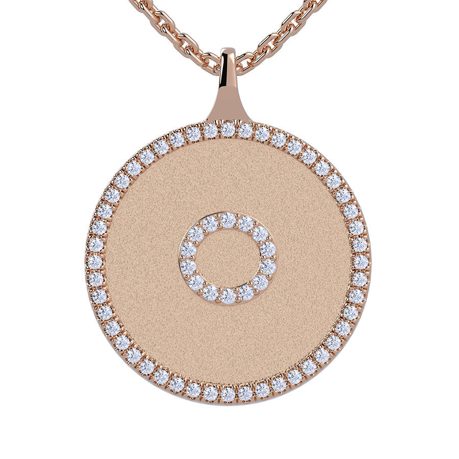 O - Initial Diamond Medallion Pendant