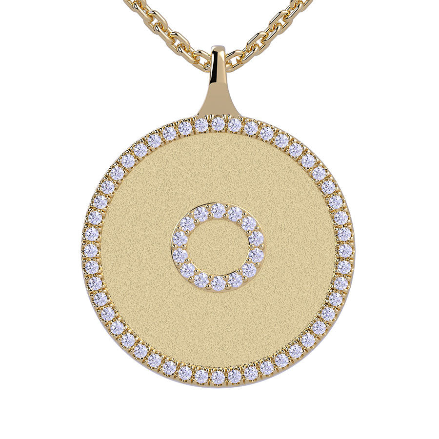 O - Initial Diamond Medallion Pendant