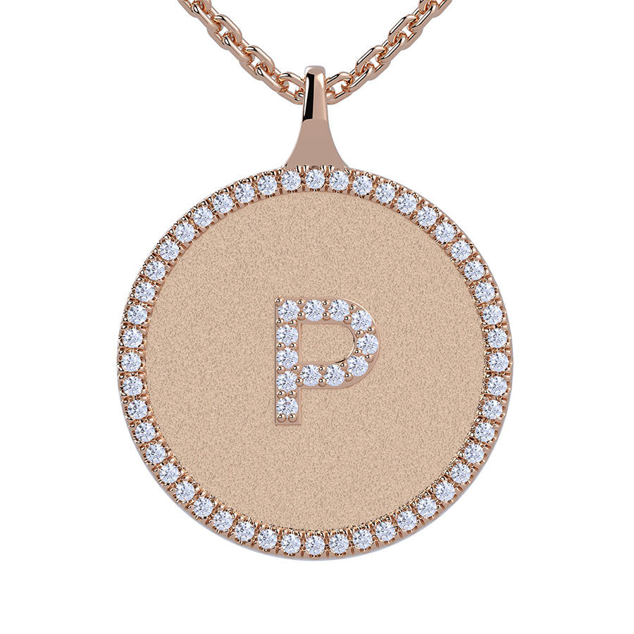 P - Initial Diamond Medallion Pendant