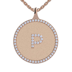 P - Initial Diamond Medallion Pendant